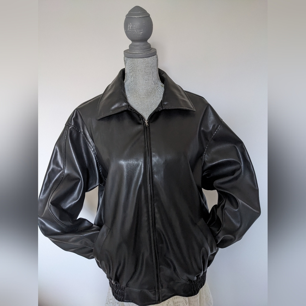 Shein Black Faux Leather Jacket
